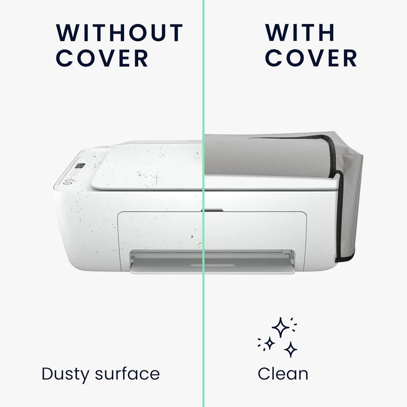 kwmobile Dust Cover Compatible with HP DeskJet 2755e / DeskJet 2720e / 2710e / 2820e / 2721e - Printer Case - Fabric Protector Cover - Light Grey - Image 2